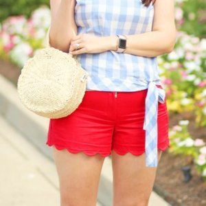 J Crew  4 Linen-Cotton Scalloped Hem Short Size 8